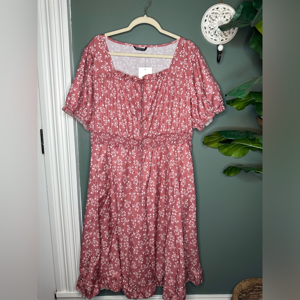 Red Floral Bloomchic Peasant Blouse Dress